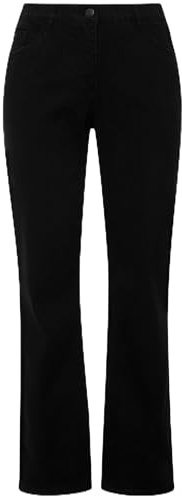 Ulla Popken Damen Straight-jeans Jeans, Schwarz, 33W / 32L EU