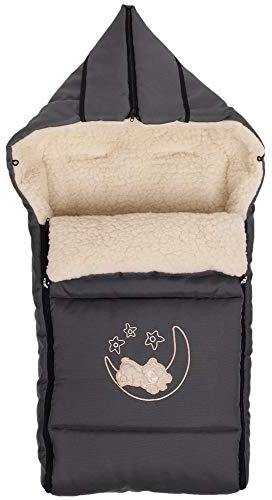 Goldkids Winter Fußsack für Kinderwagen Babyschale Schlittensack Lammwollesack Baby Fußsack Kuschelsack Winterfußsack 40 x 90 cm (Dunkelgrau)