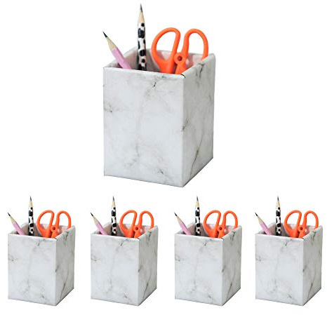 Hggzeg 10 Pack Square Paper Pen Holder, Creative Desktop Office Stationery Storage Box Pencil Holder Organizer (Marble)