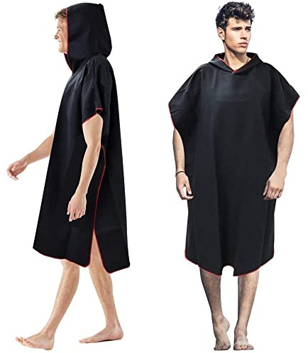 BUZIFU Poncho de Bain Poncho à capuche en microfibre à séchage rapide Microfibre Changer Robe Serviette Poncho Surfing Changement Serviette Robe avec Capuche pour Hommes et Femmes, Poncho de Plage