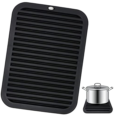 GIAK Hitzebeständige Matte Silikon Küchentischmatten Silikonmatte | SchwarzHitzebeständige Matte 30 x 23 cm für Glätteisen Lockenstab Ablage Schüssel Küche