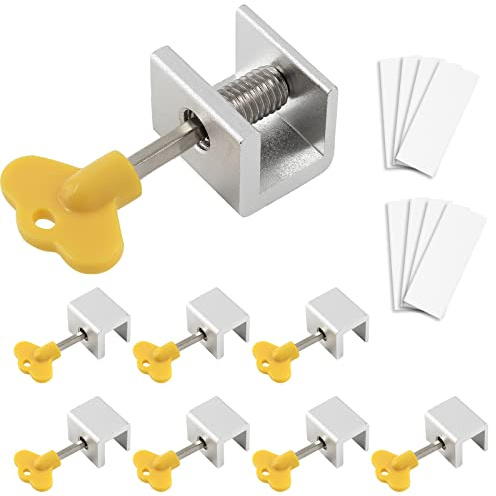 Uenhoy 8 Pcs Sliding Window Locks Aluminum Alloy Window Stoppers Adjustable Window Door Frame Security Locks with Key for Home and Office