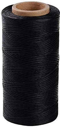Filo Cerato, 150D 1mm Filo da Cucito per Cuoio, 260m Filo da Cucito Cerato per Fai Da Te in Pelle, Legatoria, Calzolaio, Progetti in Pelle, Tessuti Pesanti, Borse - Nero
