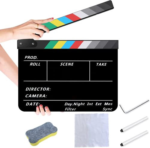 Clap de cinéma, Clap en Acrylique pour Film d'action, Accessoires de cinéma Hollywood, Clap de scène, Accessoire de soirée cinéma, pour la Production vidéo, Les émissions de télévision, etc