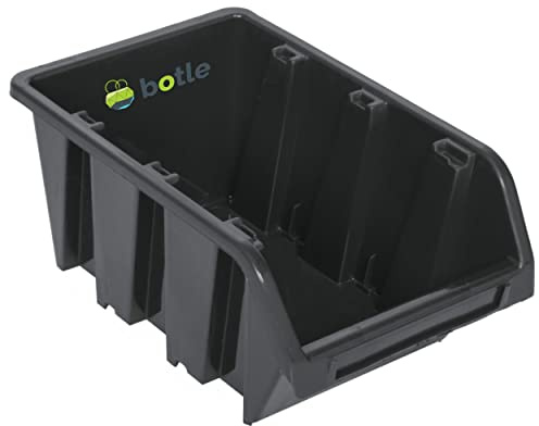 Staplingsbox, 10 st, stapelbara lådor, sorteringslåda, 24 x 39 x 18 cm, svart | verkstad, stapellådor, plast, förvaringslådor, stapelbara