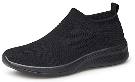 vibdiv Mens Slip on Trainers Loafers Casual Breathable Walking Shoes Lightweight Comfortable Tennis Mesh Breathable Shoes 10UK 45EU Black a