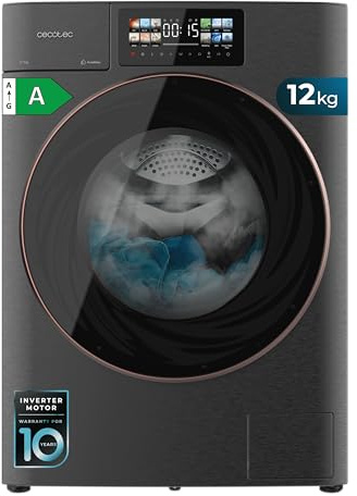 Cecotec Lavadora Carga Frontal 12Kg Bolero DressCode 12950 Autodose Direct Drive 3D Steel. 1400RPM, 13 Programas, Motor Direct Drive, Diseño Core Matrix Screen 9,2 y Core Body, Funciones Inteligentes