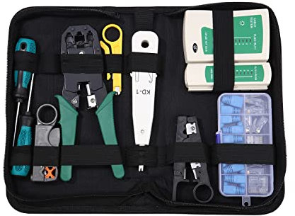 12 in 1 Crimpatrice ethernet Strumenti Kit di Rete Professionali, Pinza Crimpatrice rj45, Manutenzione del Computer Kit LAN Tester del CavoStrumenti di Riparazione crimpatrice ethernet