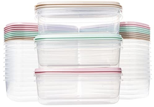 QILZO 24 Frischhaltedosen mit deckel 700 ml, BPA-frei, mikrowellen und spülmaschinenfest, Gefrierschrank, Gefrierdosen Wiederverwendbarer, vorratsdosen, Aufbewahrungsbox Küche (Pastellfarben)