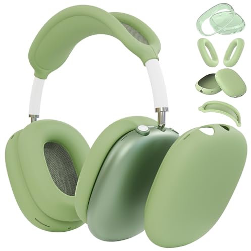 MOLOPPO Funda para auriculares AirPods Max, almohadilla de silicona para los oídos, cubierta para la diadema, cubierta transparente de TPU suave, 3 en 1, protector de accesorios para Apple AirPod Max
