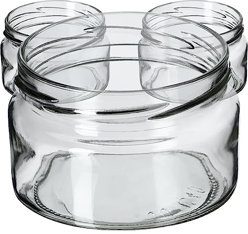 KADAX Lot de 50 pots à confiture en verre 250ml – Pour confitures, miel, conserves & cornichons – Passent lave-vaisselle, sans couvercle
