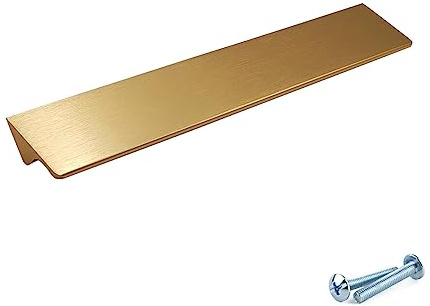 M4TEC Fingerzug-Griffe aus Metall Moderne Küchentürgriffe Schrankzuggriffe Schubladen-Ziehgriffe Schlafzimmer Bad Möbelgriffe. Serie VD8: 64 mm BA Messing gebürstet