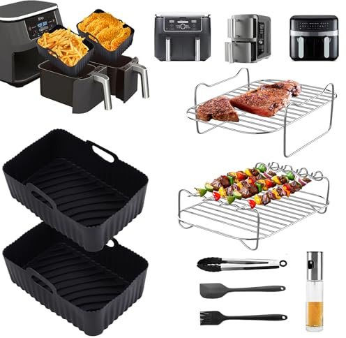 Ninja Foodi Accessoires de Friteuse à Air Chaud 2025 AF500EU AF400EU, AF300EU, Double Stack XL SL400EU Accessoires Moule en Silicone pour Racks et Vaporisateur d'Huile 7,6 à 9,5 l