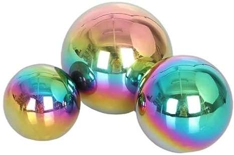 BESPORTBLE 3Pcs Stainless Steel Gazing Balls for Gardens, Mirror Polished Reflective Sphere Ornaments, Outdoor Hollow Ball and Shiny Garden Globe for Indoor Home Decor, Metal