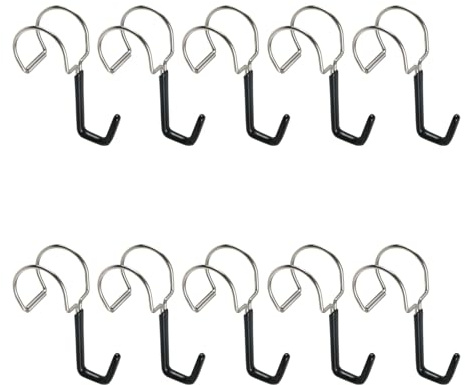MY MIRONEY 10PCS Over Rod Hook Stainless Steel Over Rod Rail Towel Holder Vinyl Coated Shower Hooks for Rack Shelf Closet Hooks, Fits 0.91-1.02 Diameter Rod