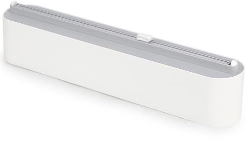 DBREAKS Taglia Pellicola da Cucina di Aspirazione Magnetica, Porta Rotoli Alluminio e Pellicola, Taglierina per Pellicola Trasparente,Dispenser Pellicola e Alluminio a Parete, Bianco