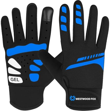 WESTWOOD FOX Gants de Cyclisme Antidérapants et Écran Tactile Respirants pour VTT, Route, Moto, Sports, Randonnée, Escalade, Course et Protection Hiver pour Hommes et Femmes (Bleu, M)