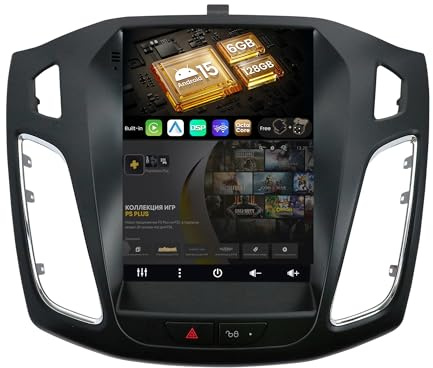 SXAUTO Android 15 [6G+128G, Octa-Core] Autoradio für Ford Focus MK3 (2012-2019) GPS Nvaigation - CarPlay Android Auto - Kamera + MIC- 360-CAM DAB Lenkradsteuerung WLAN Bluetooth - 2 Din IPS 9.7 Zoll