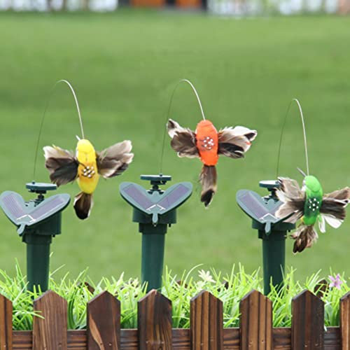 Solar-/batteriebetriebene tanzende flatternde Schmetterlinge, fliegender Kolibri, Terrasse, Rasen, Ornament, bunte Vibrationssimulation, Vogel, Haus, Garten, Töpfe, Dekoration (Kolibri), 3 Stück