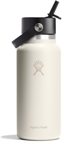 Hydro Flask Water Bottle - Insulated Stainless Steel - Wide Straw Lid, Non Spill, Leakproof in 32 Oz Ivory