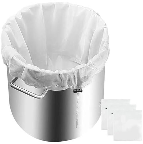 Sacchetto Filtrante Riutilizzabile 40x46 cm, Sacchetti Filtranti per Alimenti con Coulisse, Filtri per Liquori per Birra e Latte Vegetale, Sacchetti per Birra Filtranti per Vino, Caffè e Yogurt (3)