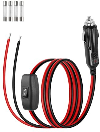 RIIEYOCA 12V 24V Zigarettenanzünder Stecker zu Bare Wire Adapter, 16 AWG Heavy Duty 15A Auto Zigarettenanzünder Ersatz Stromkabel mit Ein/Aus-Schalter für Autos, Boote (1M / 3,3FT)