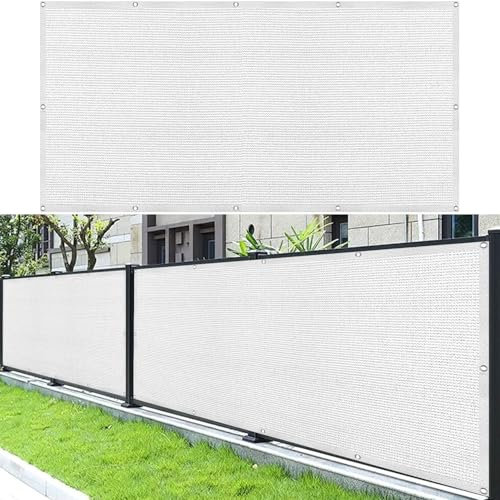 Balkon Sichtschutz Ohne Bohren 95 x 180 cm HDPE Atmungsaktiv Balkonumspannung Balkonverkleidung mit Ösen Kabelbinder Und Kordel für Balkongeländer, Terrasse Garten, Weiß