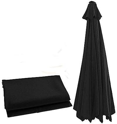 Housse de rechange pour parasol de plage d'extérieur et 8 baleines de 2,7 m, 8 baleines, toile noire, pour parasol de marché, table de marché, 2,7 m/3 m