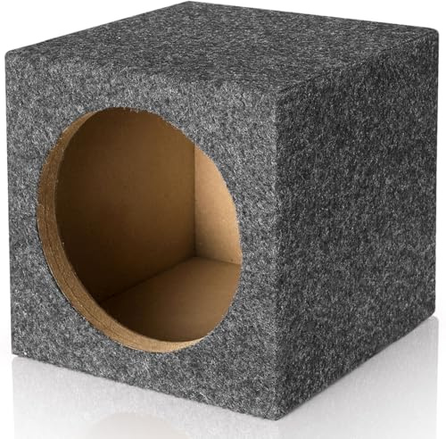 Einzelnes 20,3 cm (8 Zoll) Universal Fit Ported Subwoofer Gehäuse, Ported Subwoofer Box | Quadratisches Unterbox-Gehäuse mit Premium-Teppich-Finish und schallabsorbierender Baumwolle verbessert die Audioqualität