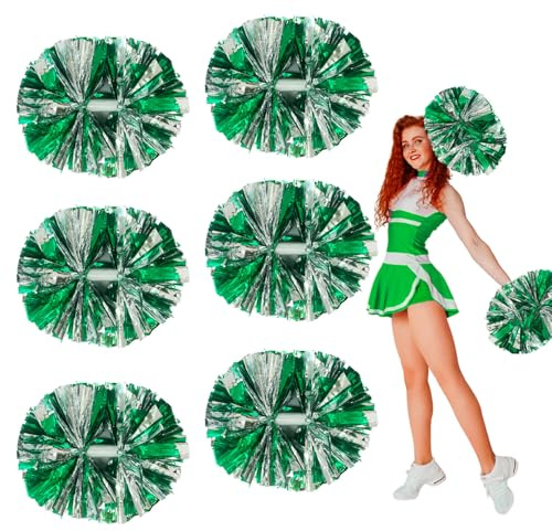 Zankubom Cheerleader-Pompons in Metallic-Optik, 30,5 cm, 6 Stück