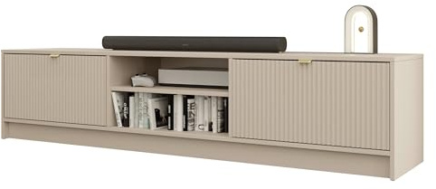 Mirjan24 TV-Lowboard Tireno 2K, 2 Klappen, 2 offene Fächer (Sandbeige)