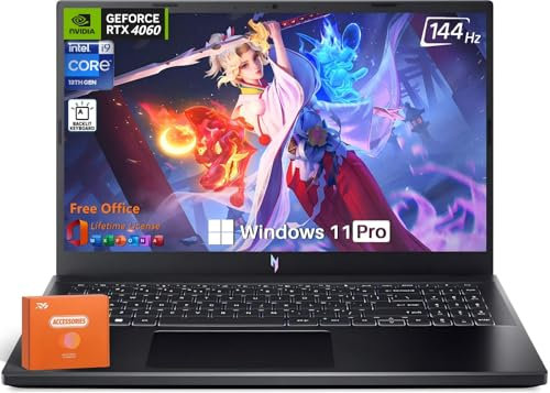 acer Nitro V - Laptop para juegos, pantalla FHD IPS de 15.6 pulgadas de 144 Hz, Intel 14-Core i9-13900H, 64 GB DDR5 RAM, 1 TB SSD, GeForce RTX 4060, Wi-Fi 6, teclado retroiluminado, Windows 11 Pro
