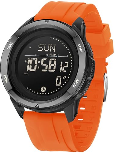 findtime Kompass Digitale Militär Uhr für Herren Damen Gummi Armbanduhren mit Metronom Schrittzähler Duale Zeitzone Timer Stoppuhr 5ATM wasserdichte Digitaluhren