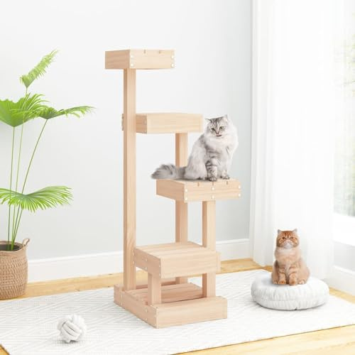 ShGaxin Árbol para Gatos Madera Maciza de Pino 45,5x49x103 cm, Rascador Gato, Arbol Rascador para Gatos, Gatos Accesorios, Torre Gatos, Arranhador para Gatos, Casa para Gatos