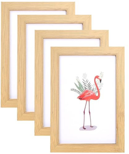NIEEKRUN 4 Stück Bilderrahmen 10x15 cm in Eichenoptik - Holz Fotorahmen Set für Zuhause, Büro und Schule