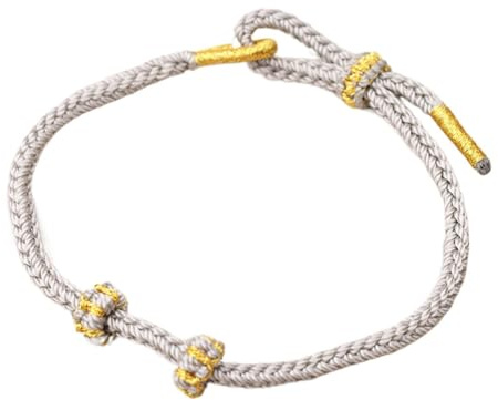 QLKFTRVNH Bracciali da Donna Perle di Trasferimento Bracciale retrò Regolabile Estate Coppia Ammomane Corda Rossa Bracciale-Grigio