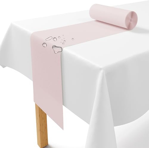 Fleece bordslöpare rosé [30 cm x 25 m] – engångsbordsband som ädel bordslöpare bordsdekoration för bröllop, nattvard, dop, födelsedag, jul och ölbordsfester
