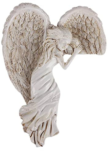 MAGICLULU Escultura de Figura de Ángel Alas para Pared, Beige | Resina, Fijación Cinta Adhesiva o Pegamento, para Ventanas y Marcos de Puerta, Estilo Clásico