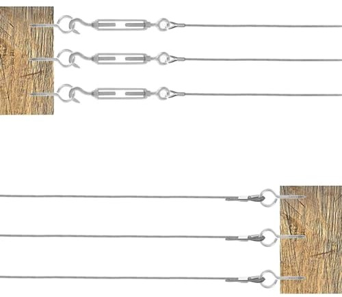 WEOKDFHA Tirante Cavo Acciaio 15 M/30 M Immagine Cavo di Filo Ringhiera Kit Giardino Heavy Duty Vite Occhio Vite Tenditore Tenditore Filtro Cavo Rivestito Corda(15M)