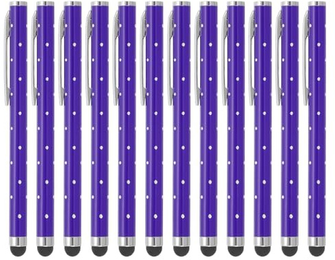 PATIKIL Stylus Pens for Touch Screens, 12 Pcs High Precision Universal Bling Stylus Crystal Metal Capacitive Pen for Touch Screen Devices Phone Tablets Laptop, Purple