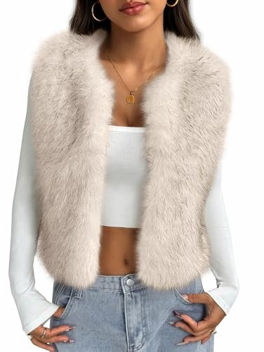 Generisch Damen Herbst Und Winter Mode Lässig Vielseitig Warm Kunstpelz Kurze Ärmellose Weste Elegant Locker Weich Flauschig Plüsch Ärmellose Weste
