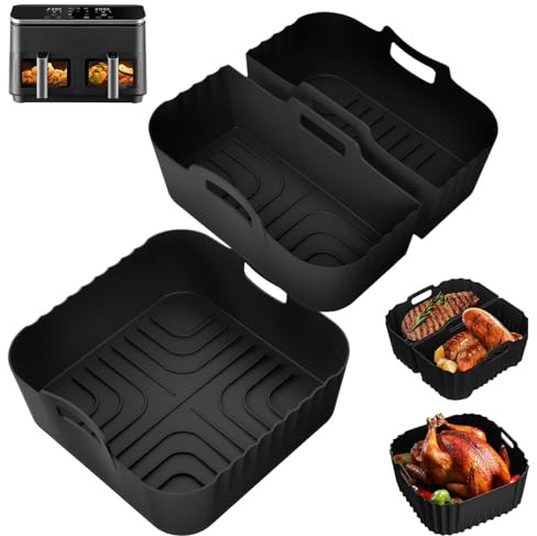 3 Piezas Molde Silicona Freidora de Aire, 23cm Reutilizable Airfryer Accessoire para Cosori 5,5L/6L/6,2L, Philips 2000 6.2L, Na230, Russell Hobbs, para Freidora sin Microondas, Lavavajillas