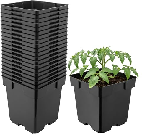 Garronda Maceta de plástico 14 x 14 x 14 cm (2L) Set de 20 Cuadrada con Orificios de Drenaje Resistente para Plantas para jardín Invernadero balcón semillero Interior Exterior Negro GD-0199