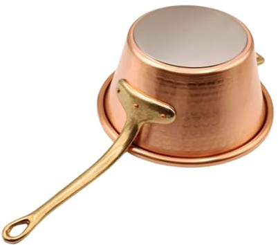RAME PURO Paiolo per Polenta in Rame Induzione - 25 cm, 3,5L, Manico Ottone, 4/5 Persone, anche per Marmellata, Formaggi, Fondo Saldato Argento, Martellato a Mano – Made in Italy