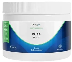 BCAA 2.1.1 - Leucine Isoleucine Valine - Soutien Masse Musculaire & Ossature - Biofermentation, Vegan, Antidopage AMA, Sans Additif - Poudre/Gélules - Dynveo (200 g Poudre)