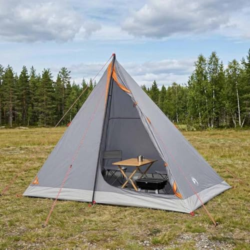 Kaloriko Tienda de trekking gris y naranja de poliéster 185T con revestimiento de poliuretano, ultraligera, impermeable y resistente al viento, tienda de campaña para 2 personas, para camping