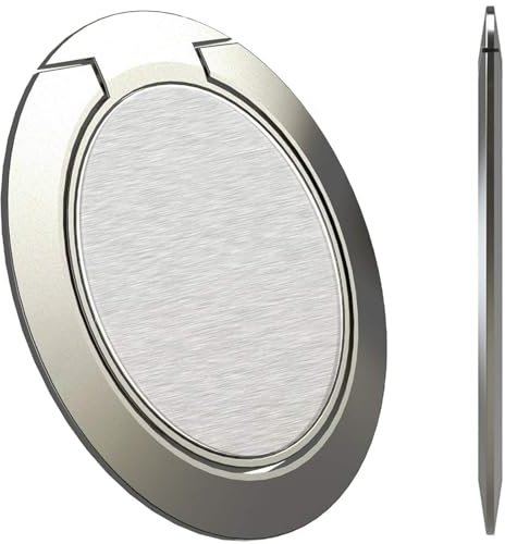 Weltweit dünnster Handy-Ringhalter, Attom Tech Tomorotec ultradünner Handy-Ringständer für magnetische Autohalterungshaken, kompatibel mit iPhone Samsung Smartphone-Zubehör (Silber-Grau)