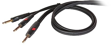 PROEL DHG540LU5 - Cavo audio professionale connettori stampati DIE HARD GOLD connessioni Jack 6.3mm Stereo a 2 x Jack 6.3mm Mono da 5mt, Nero