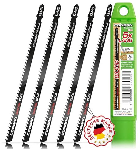 CONBRA® Stichsägeblätter Holz (5x T344D) - Exakte Kurvenschnitte - Ideal für Bosch PST 700 E, GST 150 BCE, PST 1000 PEL - Stichsäge Blätter