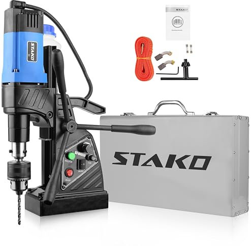STAKO ST-N4000 Max. Ø 40 mm Magnetbohrmaschine 1480 W mit Koffer – Magnetkraft 15500 N – tragbare Kernbohrmaschine für Metallbearbeitung mit Weldon 19 mm und Bohrfutter B16 3-16 mm – Leight 10 kg